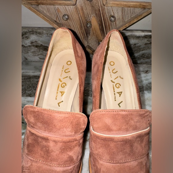 Anthropologie OUIGAL Suede Platform Loafer Heel 38 - Picture 11 of 13